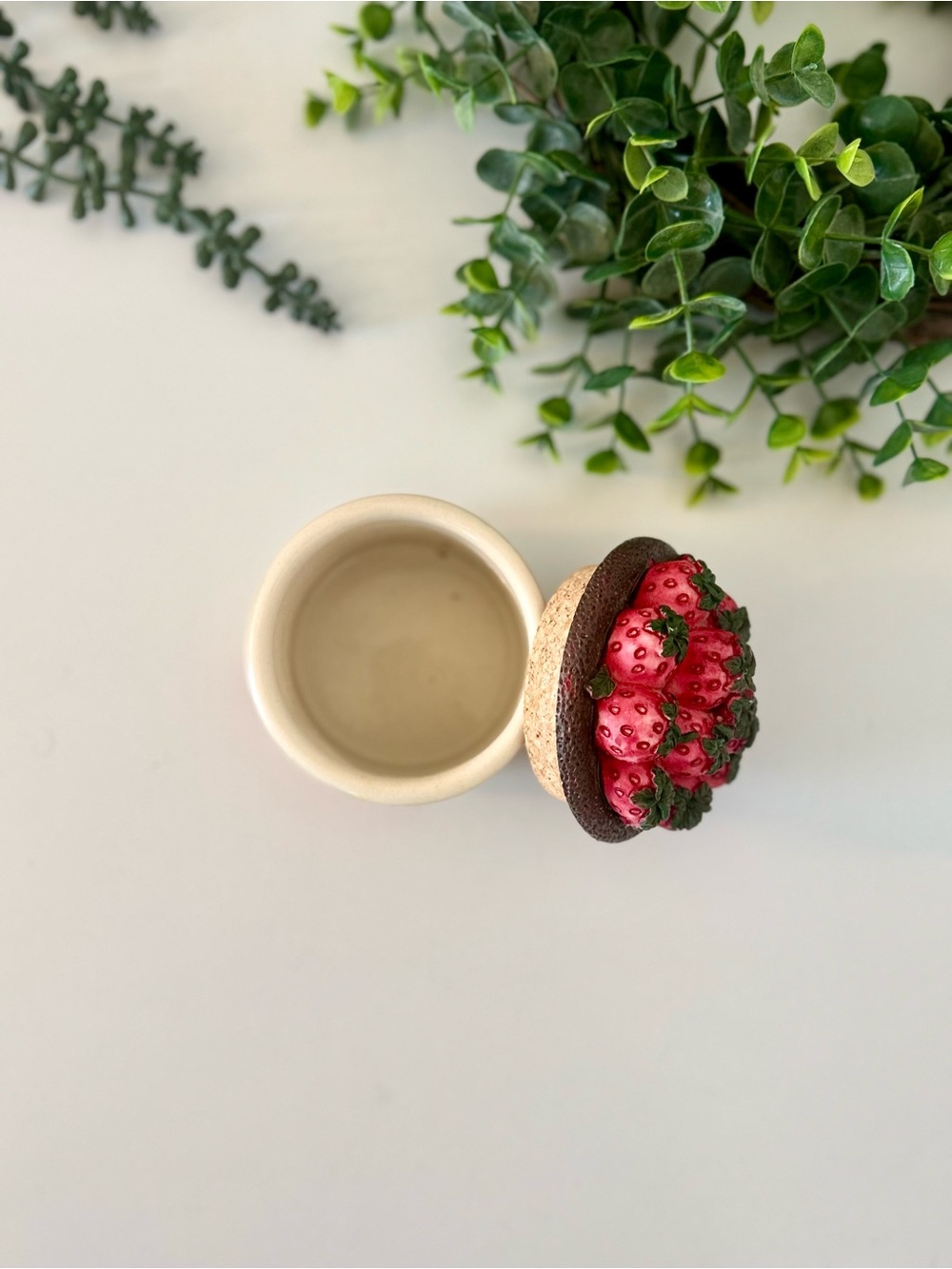Vintage Strawberry Lidded Crock Jar - Picture 2 of 4